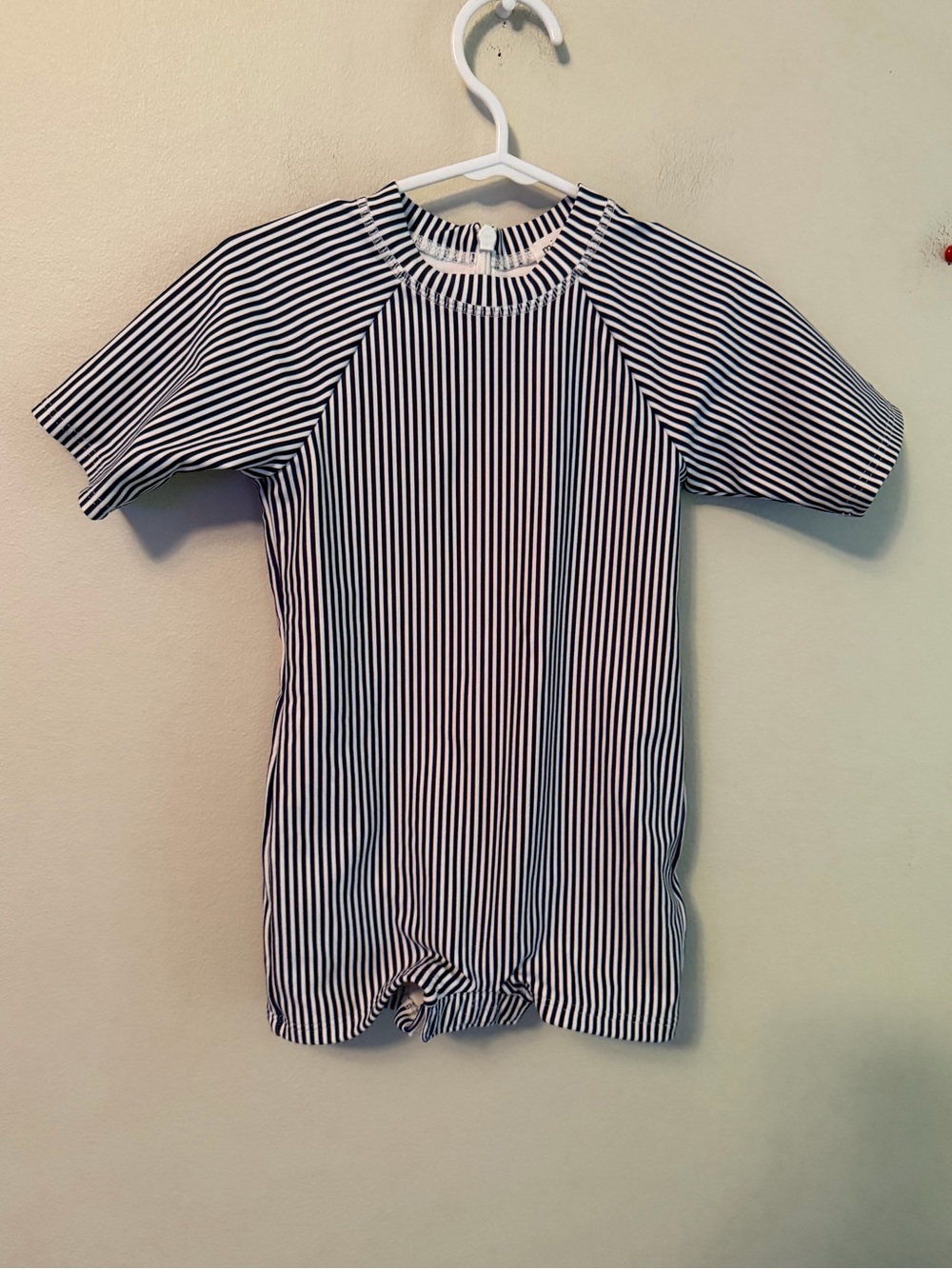 Minnow Navy Striped Rashguard One Piece Swim Suit